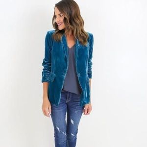Sincerely Jules velvet turquoise button blazer NWT size medium